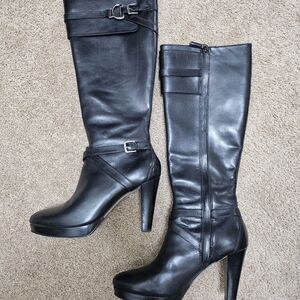 Cole Haan Black Leather Heeled Boots